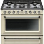 SMEG TR90P9 Centre de cuisson 90cm-5 brûleurs gaz-1 four multifonction-A-tiroir de rangement-crèm Smg