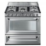 SMEG TR90X9 Centre de cuisson 90cm-5 brûleurs gaz-1 four multifonction-A-tiroir de rangement-inox Smg